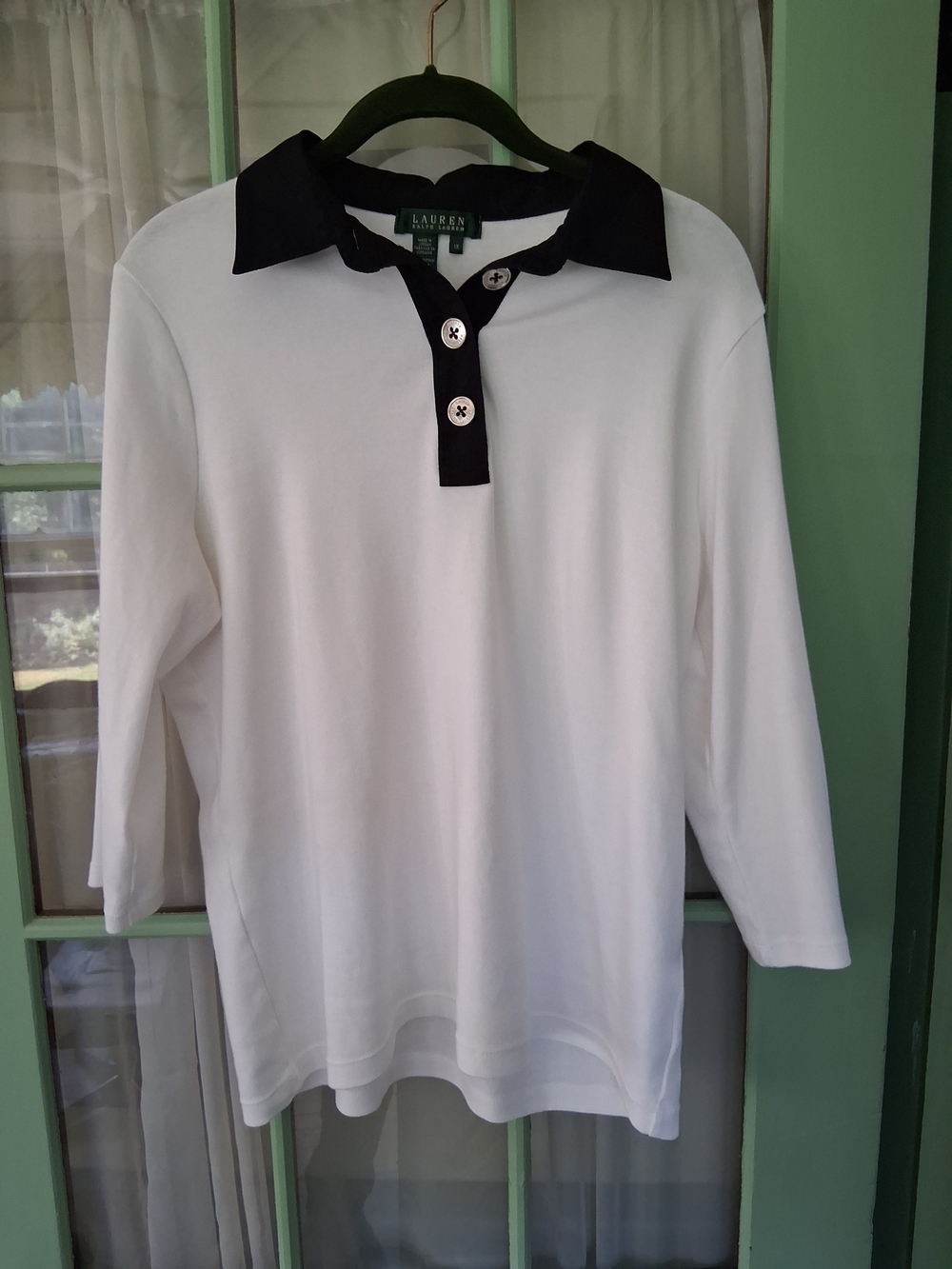 Lauren Ralph Lauren White Polo Top with Black Collar